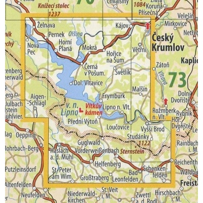 KČT 67 Šumava - Lipno - nástěnná turistická mapa 60 x 90 cm Varianta: mapa v dřevěném rámu, Provedení: Ticiago černý