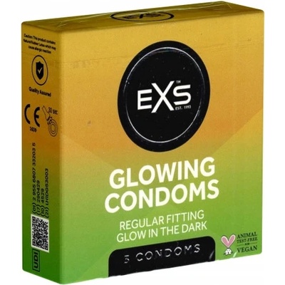 EXS Condoms 3 бр. Светещи в тъмното презервативи EXS Glow in the Dark