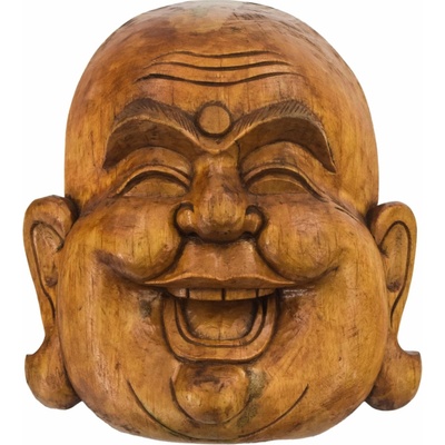 Sanu Babu Dřevěná maska, smějící se Buddha, 22cm (4C)