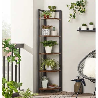 VASAGLE Knihovna rohová industriální 30x30x150cm černá hnědá – Zbozi.Blesk.cz