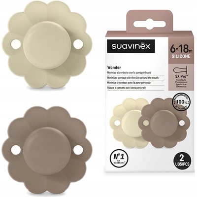 Suavinex dudlík SX Pro fyziologický 2ks wonder Whitecap Gray + Raw Umber
