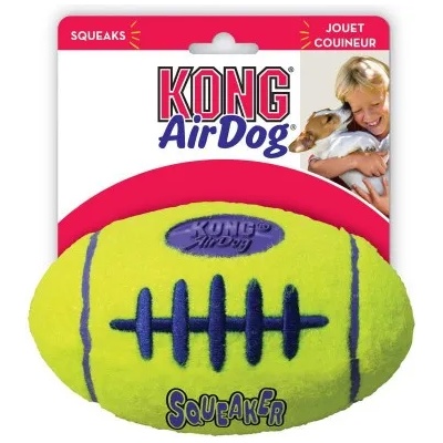 KONG air squeaker football medium - играчка за куче от гума, ръгби топка, с пищялка - САЩ - asfb2e