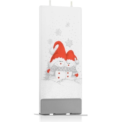 FLATYZ Holiday Two Snowmen with Red Hats свещ 6x15 см