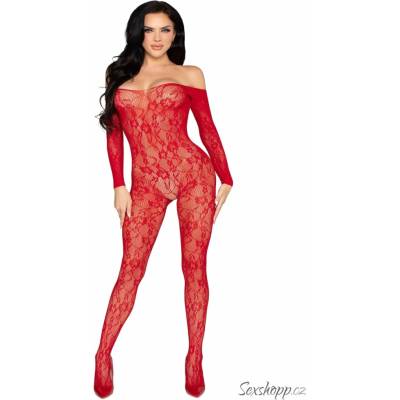 Leg Avenue Síťovaný catsuit s květinovým vzorem