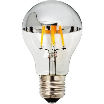 Optonica LED žárovka A60 E27 Skleněná stříbrná 7W Teplá bílá
