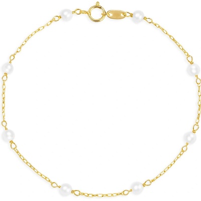 Brilio Něžný náramek ze žlutého zlata s říčními perlami 14/772.351P