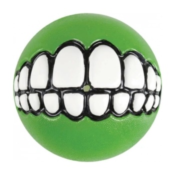 Rogz Grinz Ball L - Кучешка играчка гумена топка с отвор за лакомства 7, 8 см. зелена