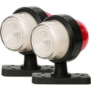  Комплект 2 бр. led габарити маркери тип рогче 12v-24v, бяло-червено, Неон ефект - за ремаркета, платформи, камиони и др