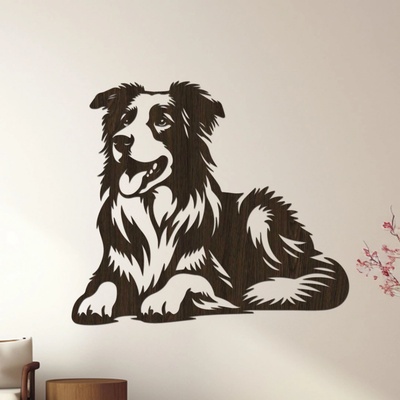 dřevo života Dřevěná dekorace psa BORDER COLLIE Rozměry (cm): 60x51, Zvolte barvu dekoru: Wenge