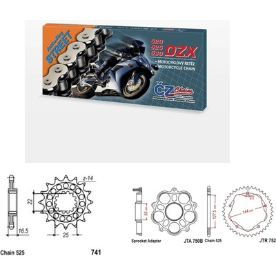 ČZ Řetězová sada Ducati 848 / Evo Corse / Streetfighter 08-13