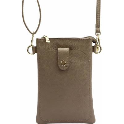 Luka dámska kožená crossbody kabelka taupe na telefón 20-070