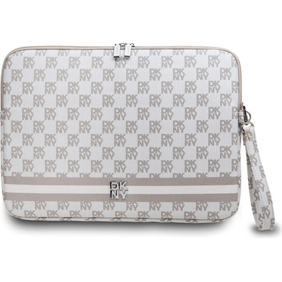 Дизайнерски кожен калъф за MacBook Air 13, MacBook Pro 13, MacBook Pro 14 и лаптопи до 14 инча - DKNY PU Leather Checkered Pattern and Stripe Laptop Sleeve (черен) (DKCS14PVSHLK)