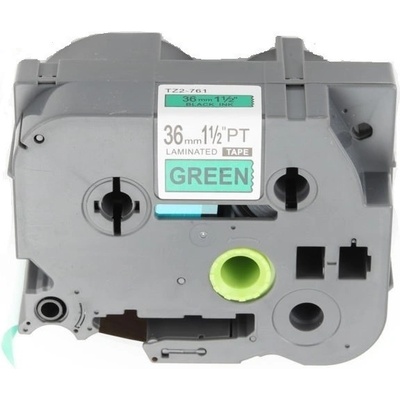 Compatible Съвместима лента с Brother TZ-761 / TZe-761, 36mm x 8m, черен печат / зелен фон (TZe-761)