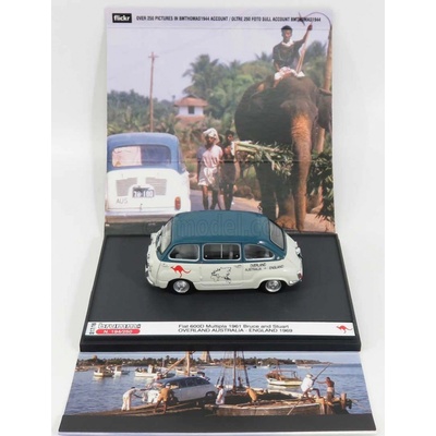 Brumm prom Fiat 600d Multipla 1961 Overland Australia England 1969 Bruce Thomas Stuart Harper Bílá Zelená 1:43