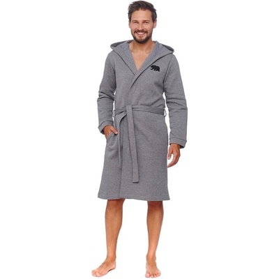 Pánský bavlněný župan James šedý medvěd – Zboží Dáma