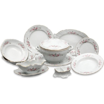 Thun Karlovarský porcelán Bernadotte růže zlatá linka 25 ks