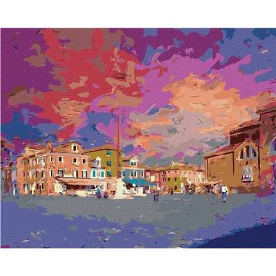 zuty Malování Podle Čísel Náměstí Na Ostrově Burano 40 x 50 Cm Plátno Rám
