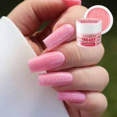 Claresa Uv Led gél na nechty Soft Easy Builder gel Glimmer pink 12 g
