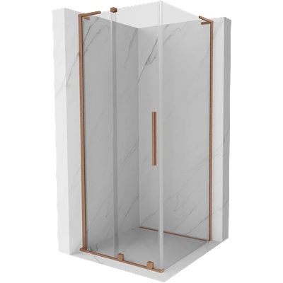 Mexen Velar L плъзгаща се душ кабина 100 x 100 cm, прозрачна, изчеткана мед - 871-100-100-03-65 (871-100-100-03-65)