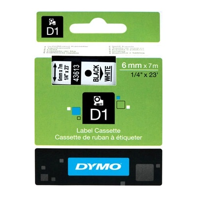 páska DYMO 43613 D1 Black On White Tape (6mm) (S0720780)