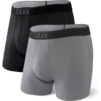 Saxx Мъжко синтетично термобельо Saxx Daytripper Boxer Brief Fly 2-Pack Synthetic base layer - Black / Grey Heather - размер XL (014-1939-0215)