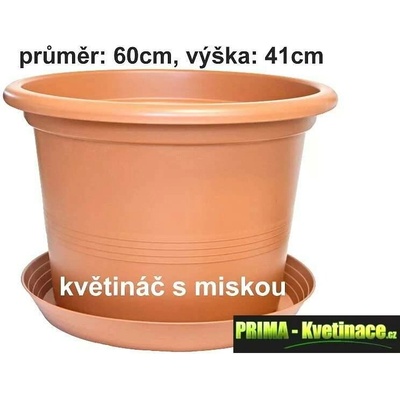 PLASTKON Plastový kulatý květináč 60 cm s miskou – terakota