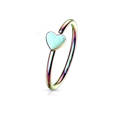 Šperky4U Duhový piercing do nosu/ucha kruh se srdíčkem N0054-W