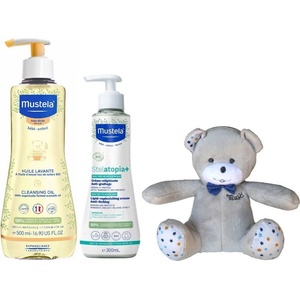 Mustela Промо комплект Mustela - Душ олио и крем за суха кожа + Мечето Мусти