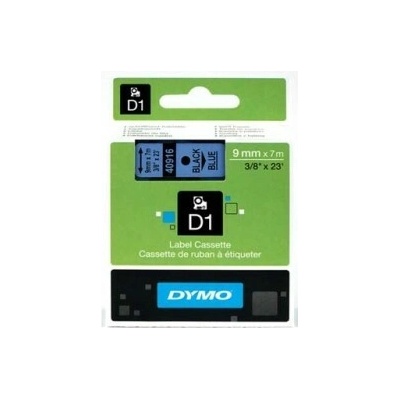 Originální páska do tiskárny Dymo štítků, Dymo, 40916, S0720710, černý tisk/modrý podklad, 7m, 9mm, D1