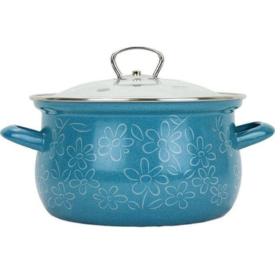 BELIS Smaltovaný hrnec se skl. poklicí Flower 20 cm, 3,6 l