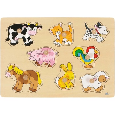 Goki Детски дървен пъзел с дръжки Goki - Ферма (57873)