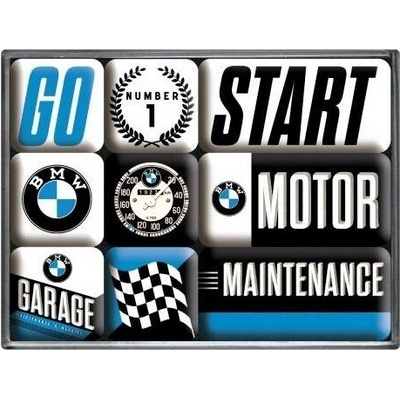 NOSTALGIC ART magnetky BMW white/blue