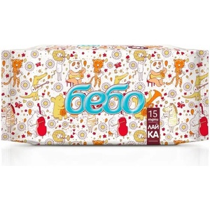 Bebo Влажни кърпички Bebo - С екстракт от лайка, 15 броя (858) - ozone