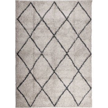 Шаги килим с дълъг косъм, модерен, бежов и антрацит, 200x280 cm