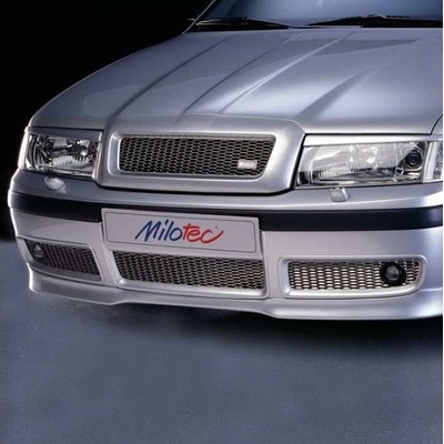 MILOTEC Trojdielna mriežka nárazníka Milotec, nerez s hmlovkami, Škoda Octavia I, 2000 - 2010, po facelifte