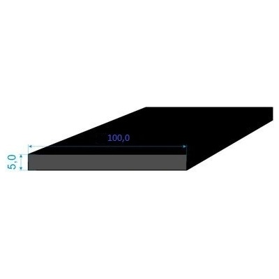 9355100 Pryžový profil 5x100mm, EPDM 70 °Sh, obdélníkový