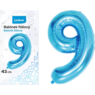 LUMA Balónek foliový č. 9 40 cm modrý