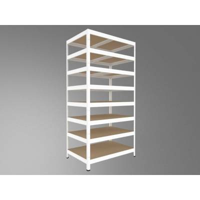 Biedrax Regál do technické místnosti 35 x 90 x 240 cm, bílý, 8 polic MDF, nosnost 200 kg na polici