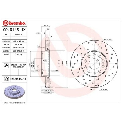 Brzdový kotouč BREMBO 09.9145.1X – Zbozi.Blesk.cz