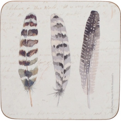 Creative Tops Korkové podložky pod skleničky Feathers 10,5x10,5 6 ks