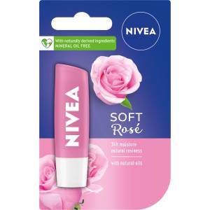 Nivea Балсам за устни Soft Rose, 4.8 g