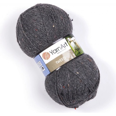 YarnArt pletací příze TWEED 226 středně šedá s barevnými nopky, 100g/300m