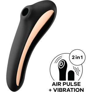 Satisfyer Dual Kiss - вибратор за вагина и клитор - акумулаторен - черен