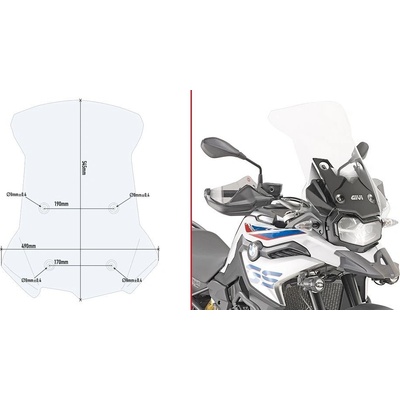 D5127St plexi čiré Bmw F 750/850 GS (18-23), vxš545x490mm - vyšší o 270 mm