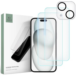 Tech-Protect SUPREME SET защитено стъкло iPhone 15 прозрачно (9319456604696)