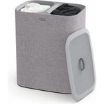 Joseph Joseph Tota - 90L Laundry Hamper with Lid, Separate Compartments with Removable Cotton Bags with Handles for Easy Carrying and Separation of Garments, Gray - 50003