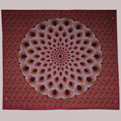 BOB Batik přehoz na postel indický Paví oko růžový 230 x 210 cm