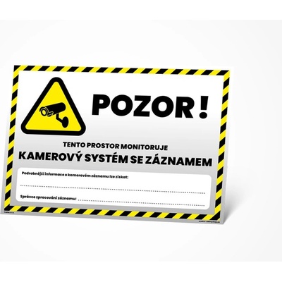 Samolepka "POZOR, Tento prostor monitoruje kamerový systém se záznamem"