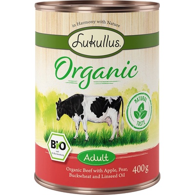 Lukullus Organic Adult hovězí s jablky 6 x 400 g