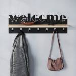 TopMebel Welcome TopMebel стенна закачалка от метал - меламин цвят черен - сапфирен дъб 86x15.2x29см
